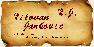 Milovan Janković vizit kartica